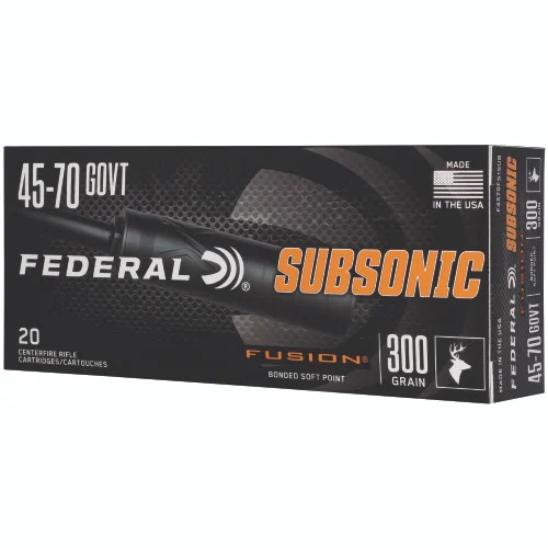 Federal Fusion, 45-70 Government, 300gr, Subsonic Fusion Soft Point, 20rd per Box