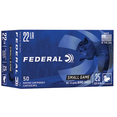Federal Game-SHOK 22 LR 50 Rounds Brass Rimfire #12 Lead Bird Shot 716