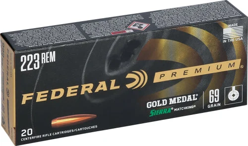 Federal GM223M Premium Gold Medal Sierra MatchKing Boat Tail Hollow Point BTHP 69 Grain .223 Remington