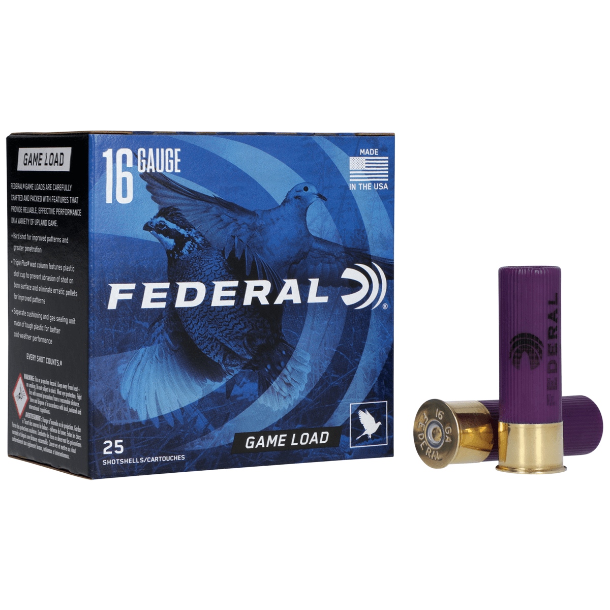 Federal H1606 Game-Shok Upland 16 Gauge 2.75″ 1 oz 6 Shot 25 Per Box