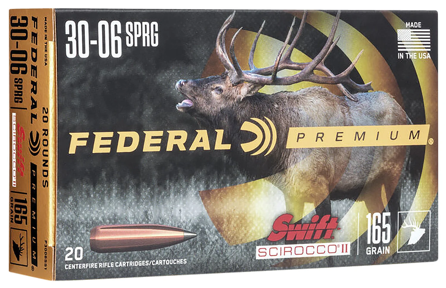 Federal P3006SS1 Premium Swift Scirocco II165 Grain .30-06 Springfield