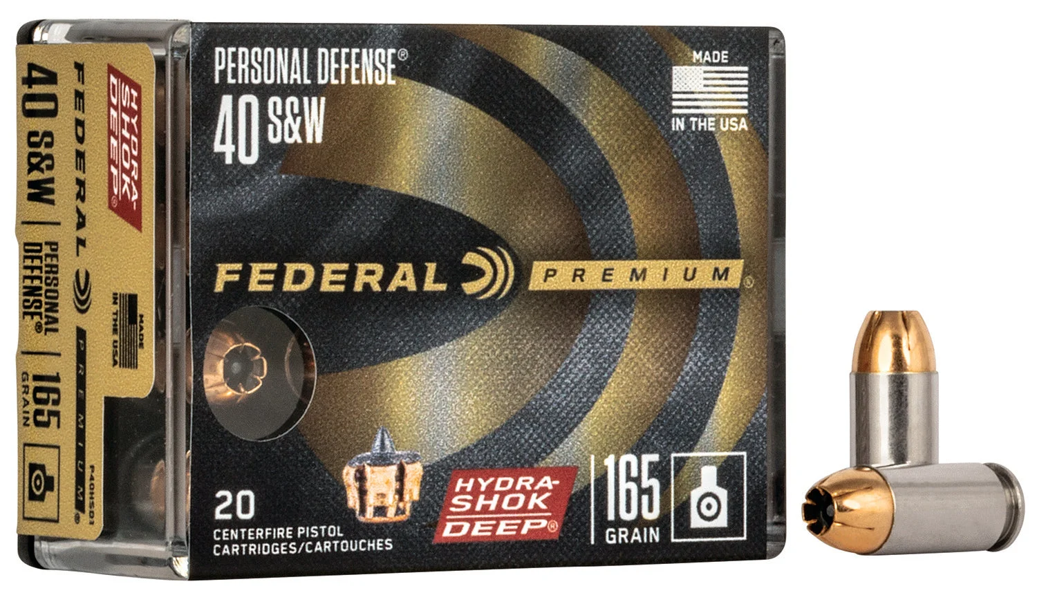 Federal P40HSD1 Premium Personal Defense Hydra-Shok Deep Hollow Point165 Grain .40 S&W
