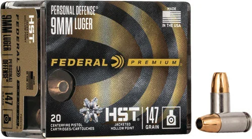 Federal P9HST2S Premium Personal Defense HST Jacketed Hollow Point147 Grain 9mm Luger/Parabellum