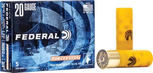 FEDERAL POWER SHOK 20GA 2.75" 4/5OZ RIFLED SLUG 5RD
