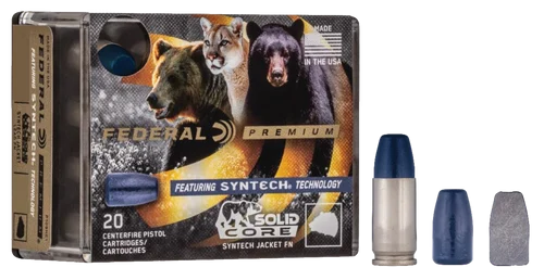 Federal Premium 44 Remington Magnum, 300gr, Solid Core Synthetic Flat Nose, 20rd Box