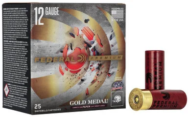 Federal Premium Gold Medal Grand Paper 12 Gauge Shotgun Ammunition Plastic Brass 25 Rounds 2.75in 1oz #8 Shot GMT1118
