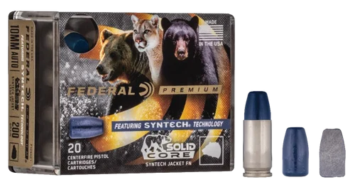 Federal Premium Hunting 9mm +P, 147gr, Solid Core Synthetic Flat Nose, 20Bx/10Cs