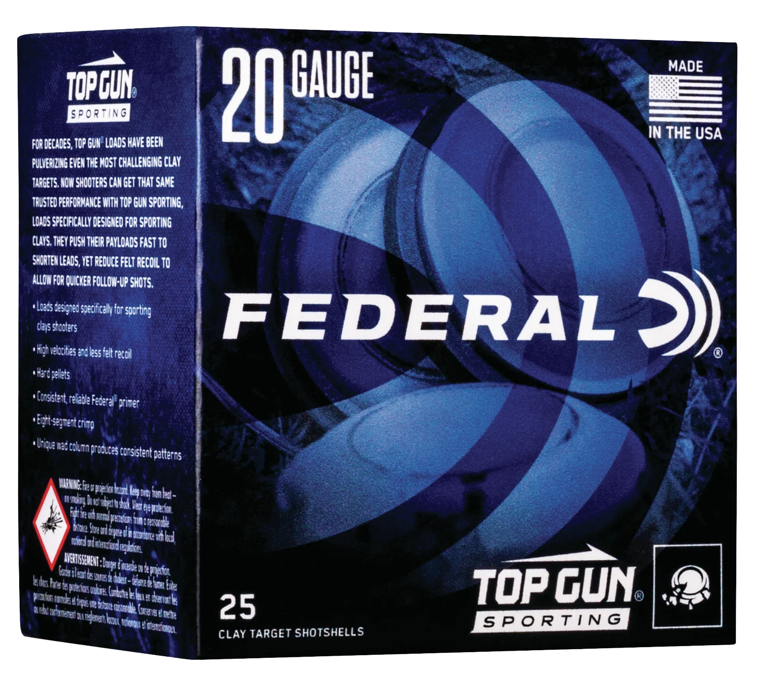 Federal Top Gun Sporting Shotgun Ammo 20 Gauge (20 ga.) 2.75 in. 1250 FPS 7/8 oz. 8 Shot 25 Rd.