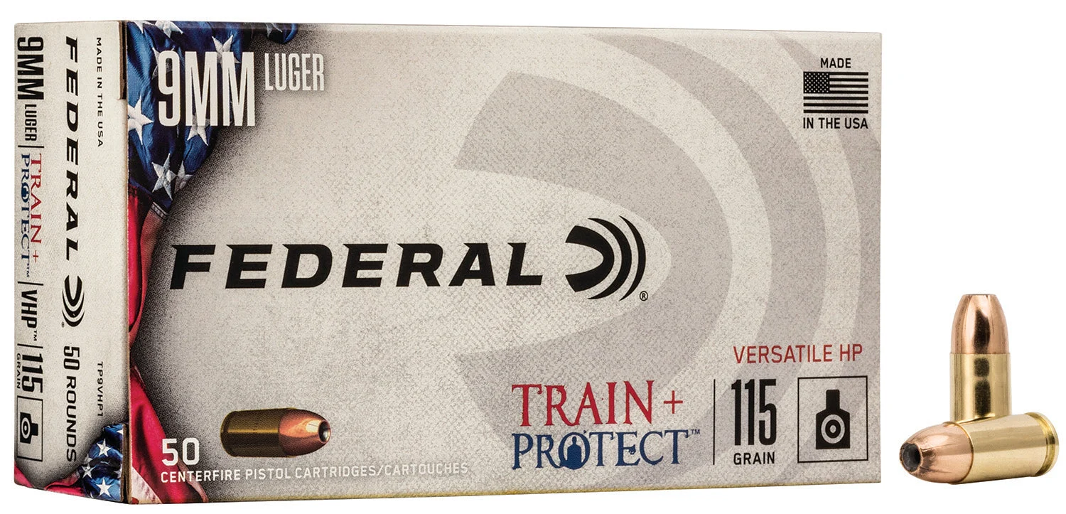 Federal TP9VHP1 Train & Protect Versatile Hollow Point115 Grain 9mm Luger/Parabellum