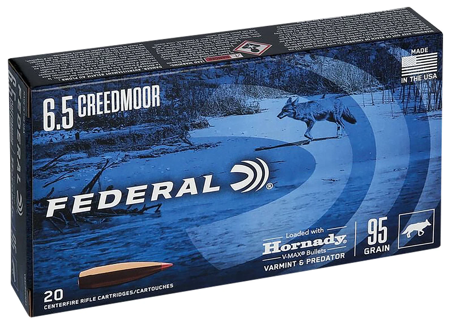 Federal V65CRDVM95 Varmint & Predator Hornady V-Max95 Grain 6.5mm Creedmoor