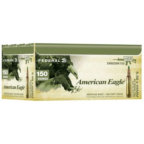 Federal XM855 5.56 NATO 62 Grain Green Tip FMJ-BT 150 Round Box
