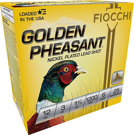 Fiocchi 123GP6 Golden Pheasant12Gauge 3″ 1 3/4oz 6Shot 25 Per Box/10 Case