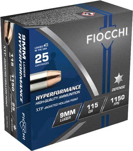 Fiocchi 9XTP25 Hyperformance Hornady XTP Hollow Point HP 115 Grain 9mm Luger/Parabellum