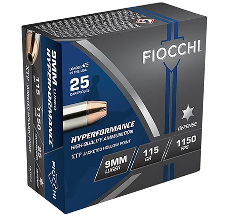 Fiocchi 9XTP25 Hyperformance9mmLuger 115gr Hornady XTP Hollow Point 25 Per Box/20 Case
