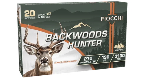 Fiocchi Ammunition Backwoods Hunter, 270 Winchester, 130gr, Copper Hollow Point, 20rd Box