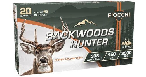 Fiocchi Ammunition Backwoods Hunter, 308 Winchester, 150gr, Copper Hollow Point, 20rd Box