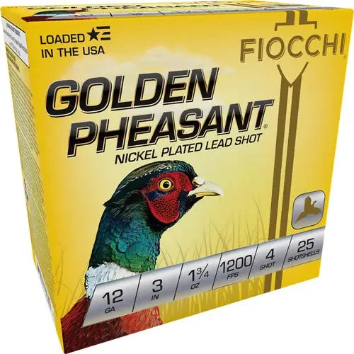 FIOCCHI GOLDEN PHEASANT 12GA 3" 1-3/4OZ #4 1200FPS 25RD