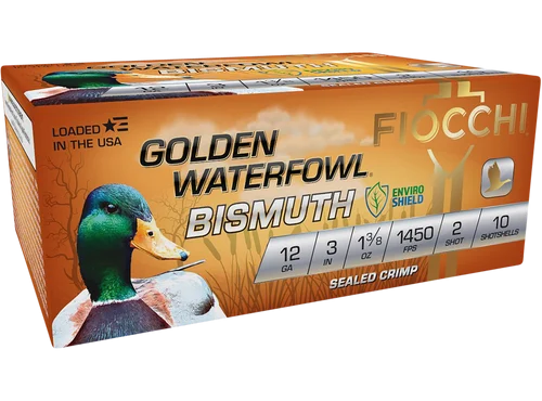 Fiocchi Golden Waterfowl Bismuth 12 Ga, 3", 1 3/8 oz, 2 Shot, 10rd Box