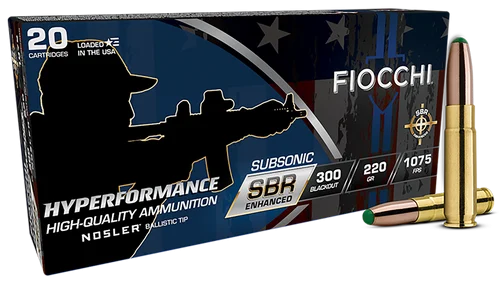 Fiocchi Hyperformance 300 Blackout 220gr Nosler BT, 1075 FPS20 Per Box