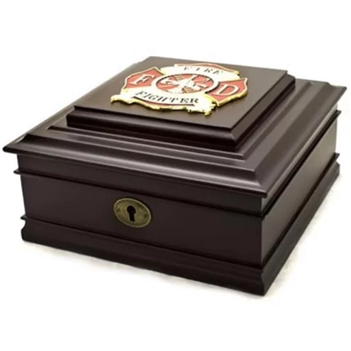 Firefighter Cherry Wood Desktop Box