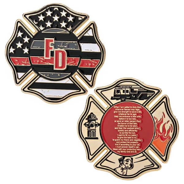 Firefighters Prayer – Thin Red Line Challenge Coin