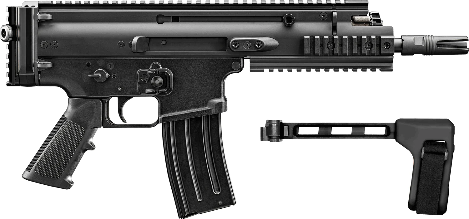 FN 38101884 SCAR 15P 5.56x45mm 10+1 7.50″ Black Black Anodized Picatinny Rail Aluminum Receiver SB Tactical Brace