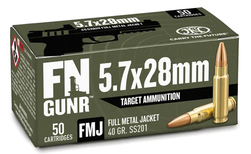 FN Gunr SS201 5.7x28mm Ammo, 40gr, Full Metal Jacket, 50rd Box