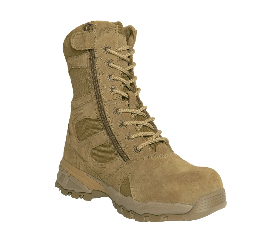 Forced Entry Composite Toe AR 670-1 Coyote Brown Side Zip Tactical Boot – 8 Inch