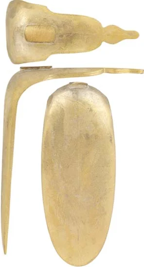 French TULLE Fusil de Chasse Buttplate,wax cast brassOverall length 4-13/16", width 1-15/16", comb 3-3/8"