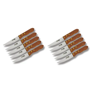 Frost Cutlery Chef Deluxe 10pc Steak Knife Set with Wood Handles 5In Partial Serrated CD02