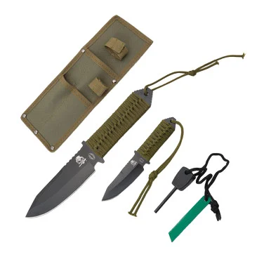 Frost Cutlery OD Green Paracord Survival Knife Set FR19410