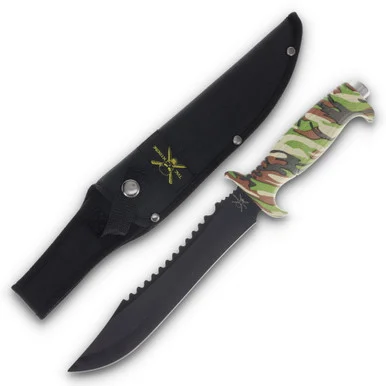 Frost Jungle Fever Bowie VI Black Sawback Clip Point/Camo FR429CA
