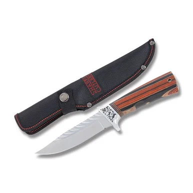 Frost Sharps Cutlery Black and Brown Wood Small Hunter FRSHP004