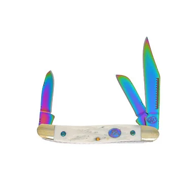 Frost Silverhorse Stoneworks Jigged Bone Rainbow Stockman Folding Knife
