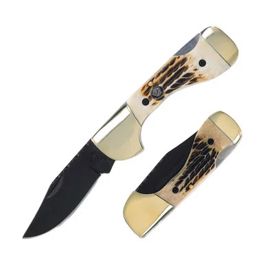 Frost Silverhorse Stoneworks Jigged Stag Bone Choctaw Lockback Folding Knife