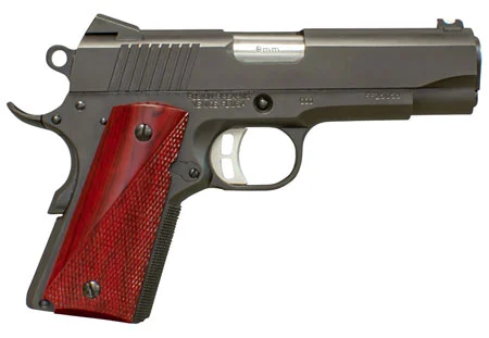 Fusion Firearms 1911CCO45 Freedom CCO Carry 45 ACP 7+1 4.25″ Chrome-Lined Steel Barrel Black Oxide Serrated Slide Black Oxide Steel Frame w/Beavertail Red Cocobolo Grips Right Hand
