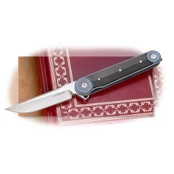 A.G. Russell Double-O Flipper Black G-10 and Blue Anodized Titanium