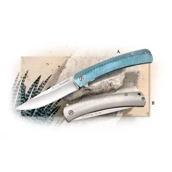 A.G. Russell Fluted Titanium Framelock in Blue or Silver