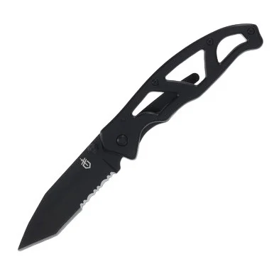 Gerber Paraframe I Folding Knife 3in Black Part Serrated Tanto Blade G1731