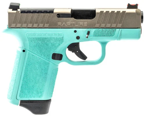 Gforce Arms Rapture 9mm, 3.25" Barrel, Nickel Optic Cut/Serrated Slide, Robin Egg Blue Cerakote, Shield RMSc/RMR Footprint, 12rd