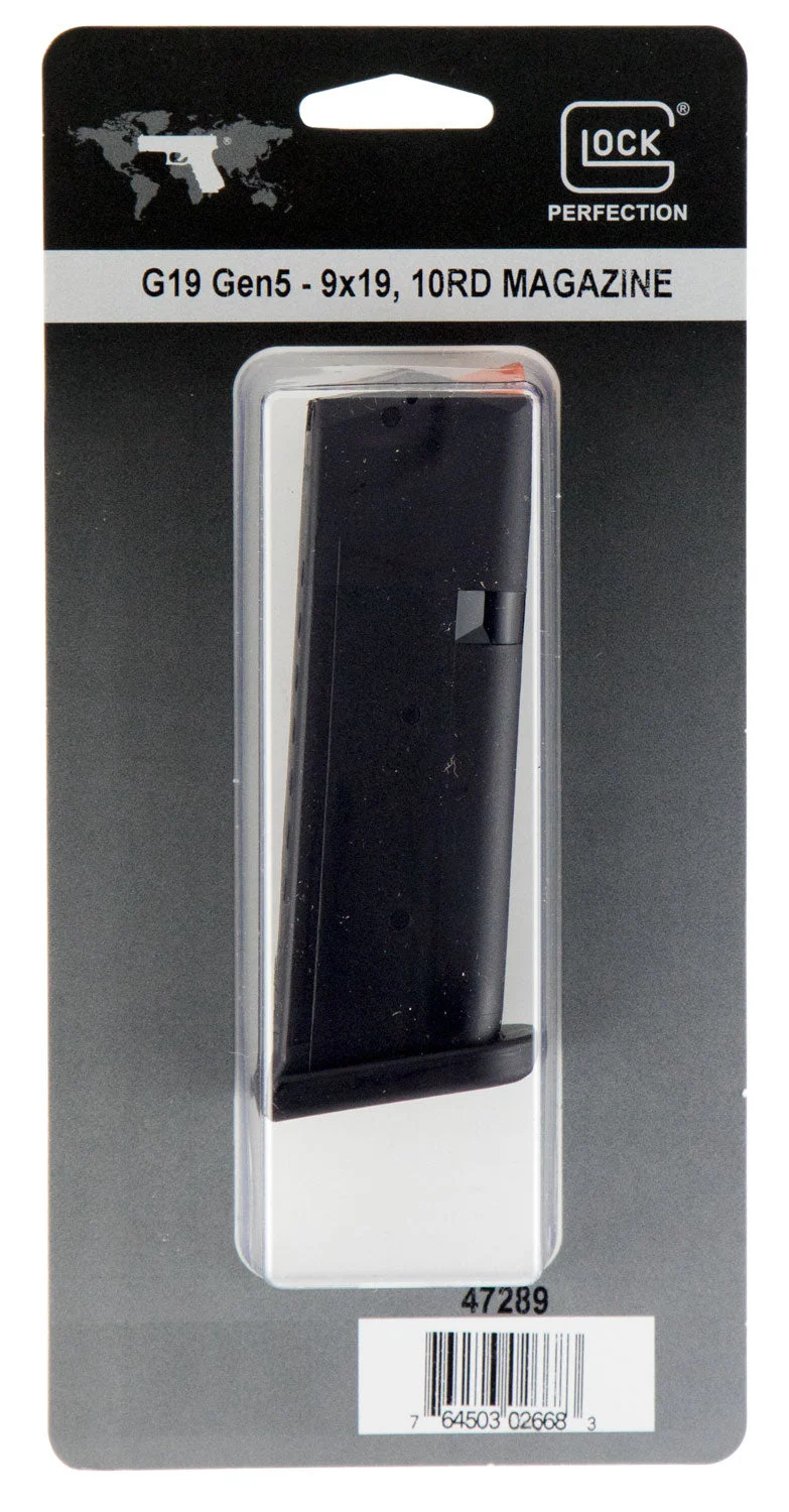 Glock 10rd 9mm Handgun Magazine for Glock 19 Black Polymer