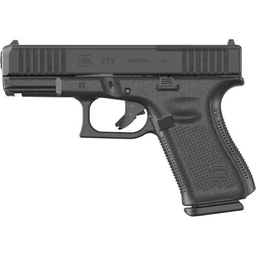 GLOCK 23V M.O.S. V Series, Compact, 40S&W, 4.02" Marksman Barrel, nDLC Finish, Fixed Sights, Ambidextrous Slide Stdextrous Slide Stop Lever, Flared Mag Well, No Finger Grooves, 13rd, 3 mags