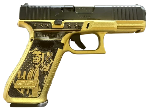Glock 47 9mm Gen5 MOS Don Wick, 4.49" Black GMB Barrel, Black nDLC, Serrated, Gold Trump Engraving, Picatinny, 17rd