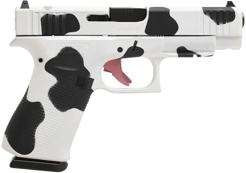 Glock 48 Gen5 MOS Slim Cow Print 9mm 4.17" Barrel, Cerakote, MOS Cut/Serrated Steel Slide, 10rd
