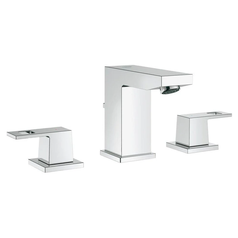 GROHE Eurocube Two Handle Widespread Bathroom Sink Faucet in StarLight Polished Chrome | Ferguson