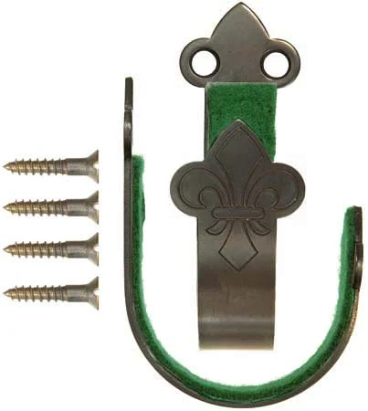Gun hook, antiqued brass, lined pair