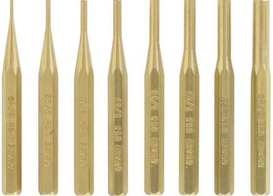 Gunsmith Brass Pin Punch8 pieces, 1/16" - 5/16", by Grace USA