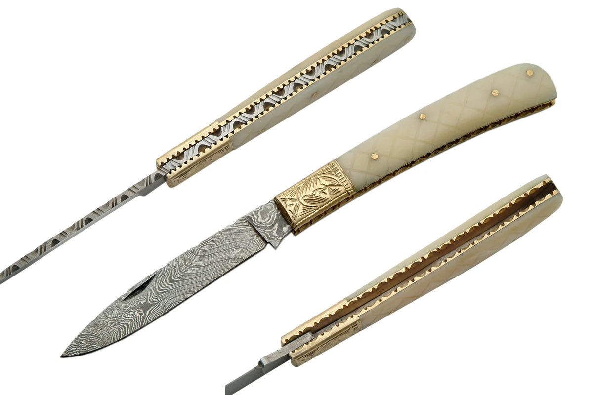 Handmade Custom Damascus Steel Folding Knife