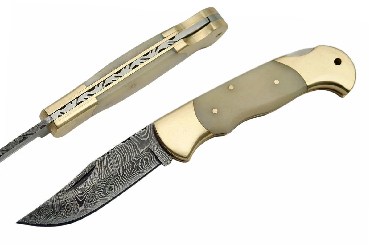 Handmade Damascus Folding Knife