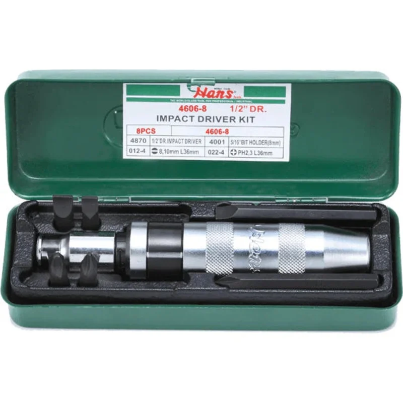 Hans 4606-8 Impact Driver Set 1/2″ Drive with 6 pcs Bit